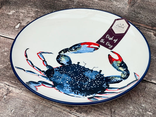 Blue & White Crab Patterned Plate, 20.5cm