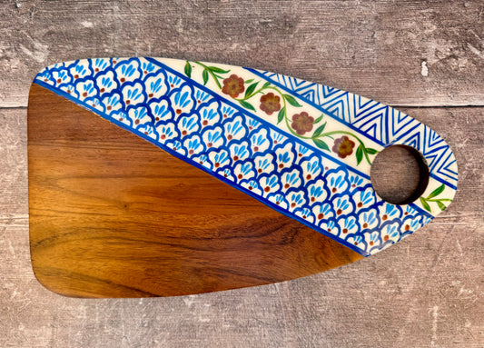 Flower Patterned Wood Serving/Cheese Board