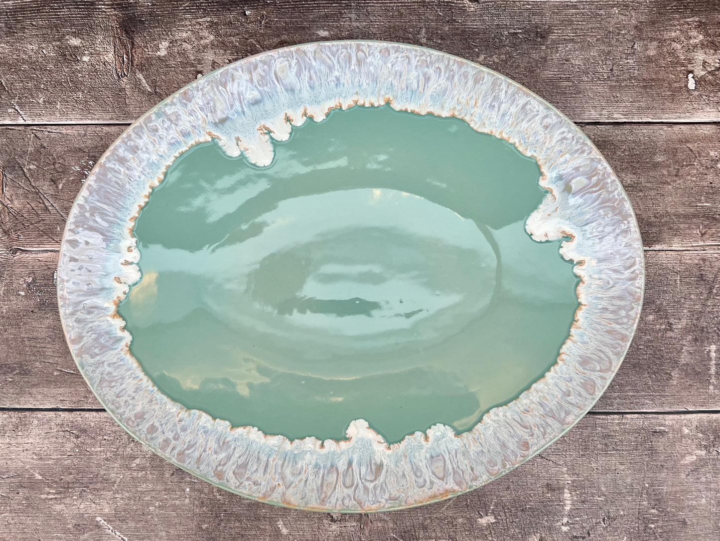 Turquoise Patterned Oval Serving Plate, 41cm