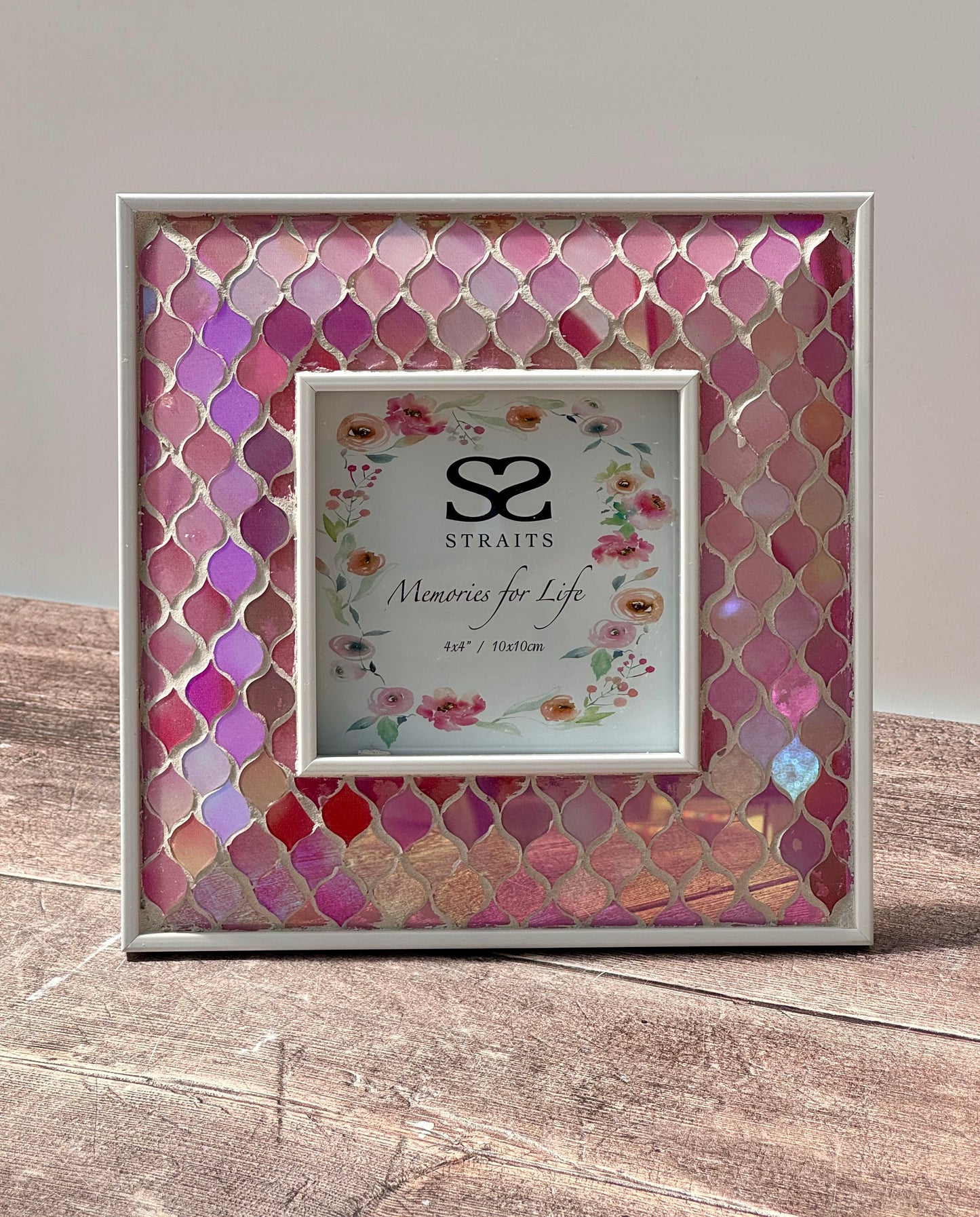 Shabby Chic Pink Mosaic Square Photo Frame, 4’ x 4’