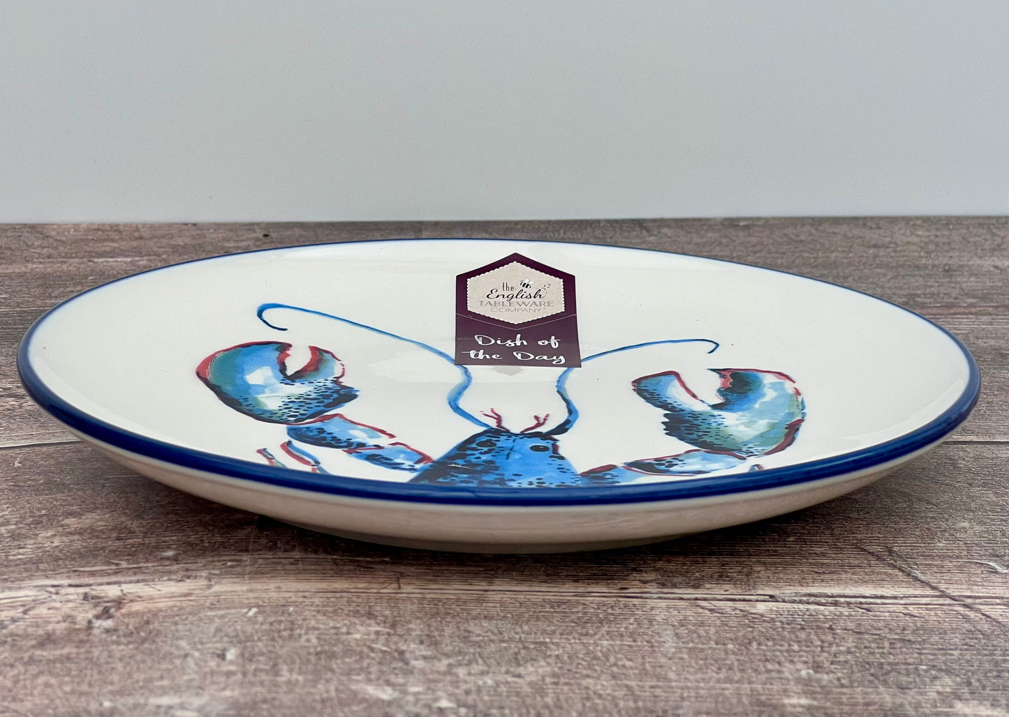 Blue & White Lobster Patterned Plate, 20.5cm