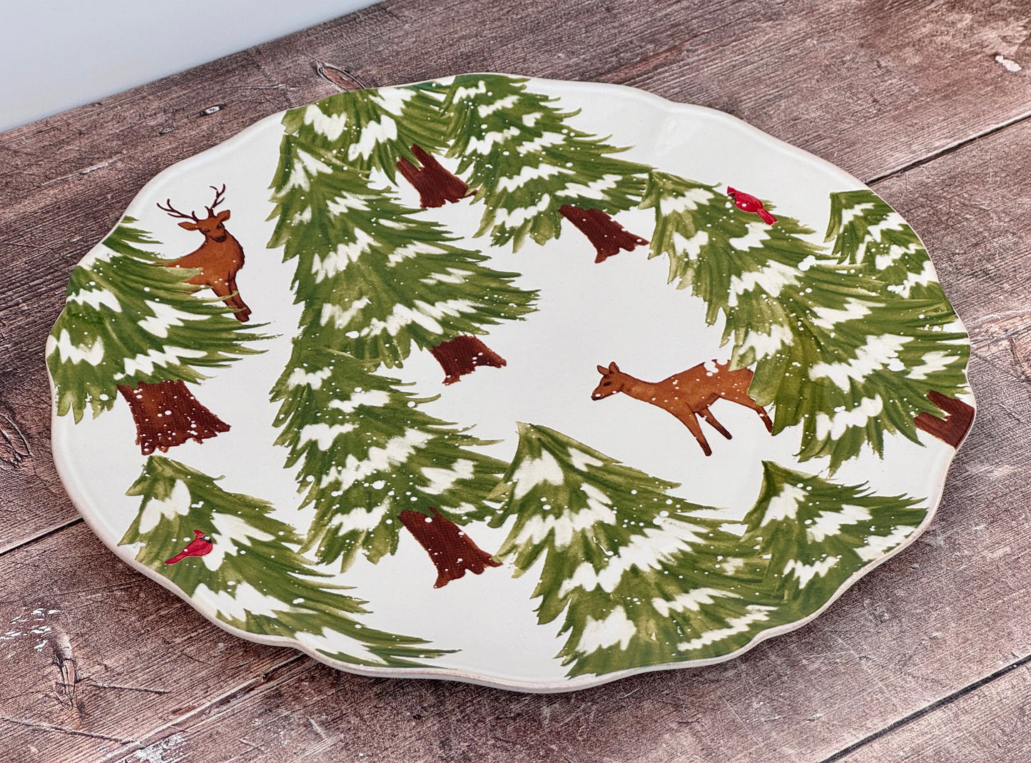 Christmas Tree with Deers Patterned Plate, 33cm