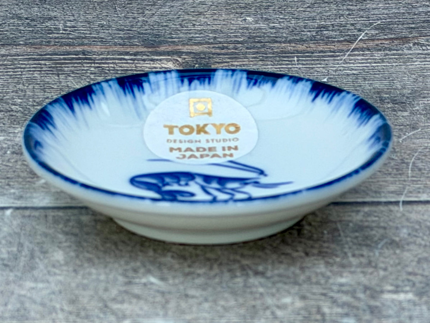 Tokyo Design Studio Blue and White Shrimp Patterned Dipping Bowl, 9cm
