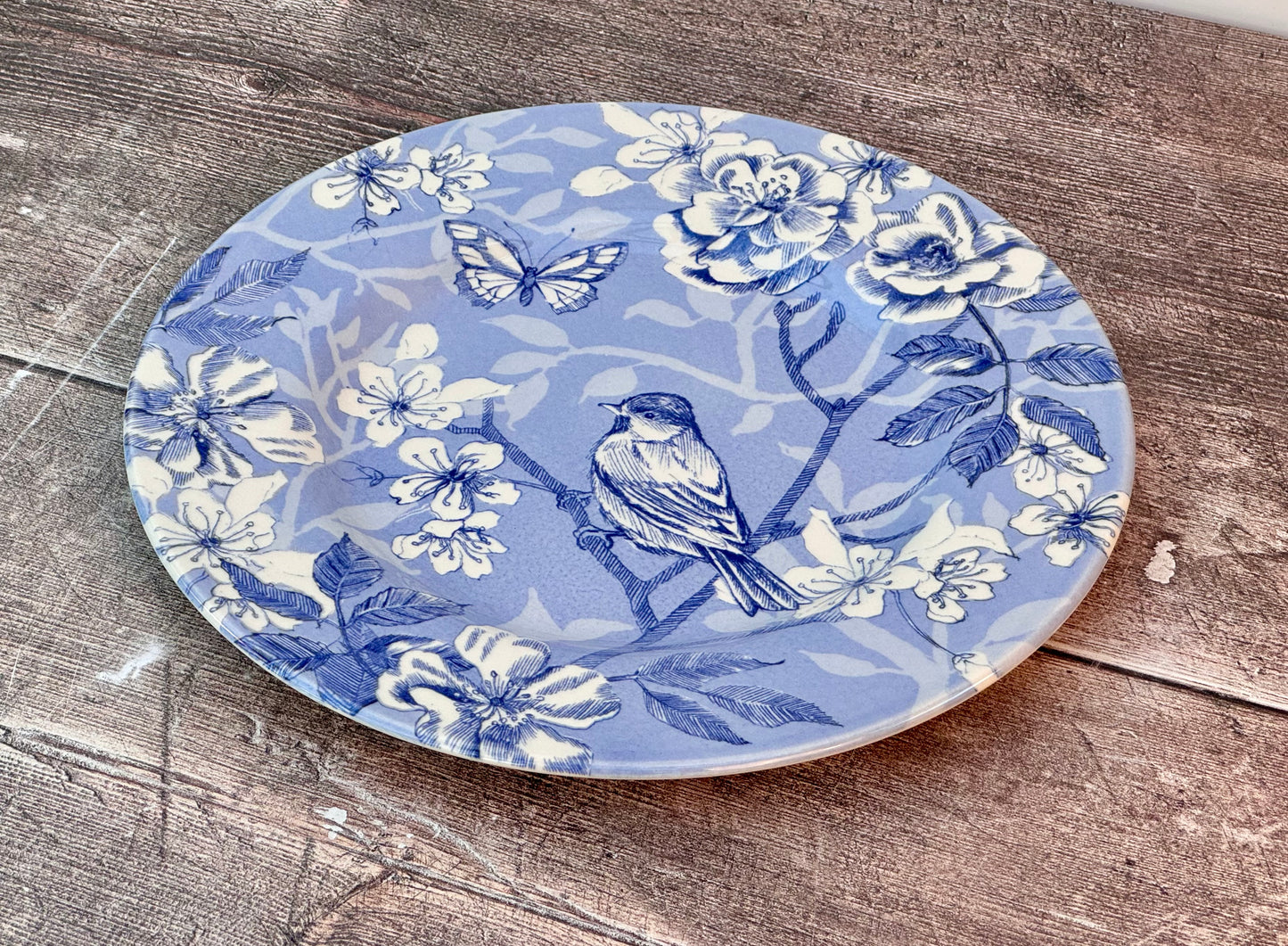 Blue Bird Patterned Plate, 21.5cm