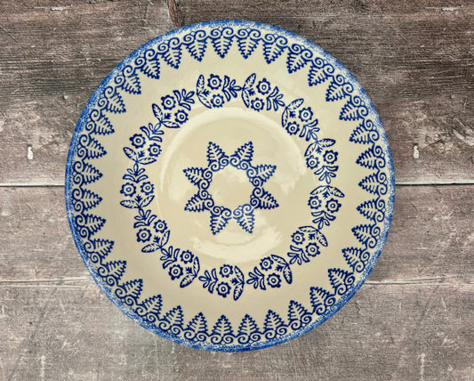 Blue and White Patterned Serving Bowl, 28cm