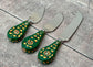 Cheese Knife Set with hand painted handles - Green Flower Design