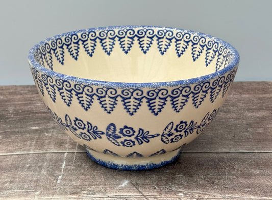 Blue and White Patterned Deep Serving Bowl, 21.5cm