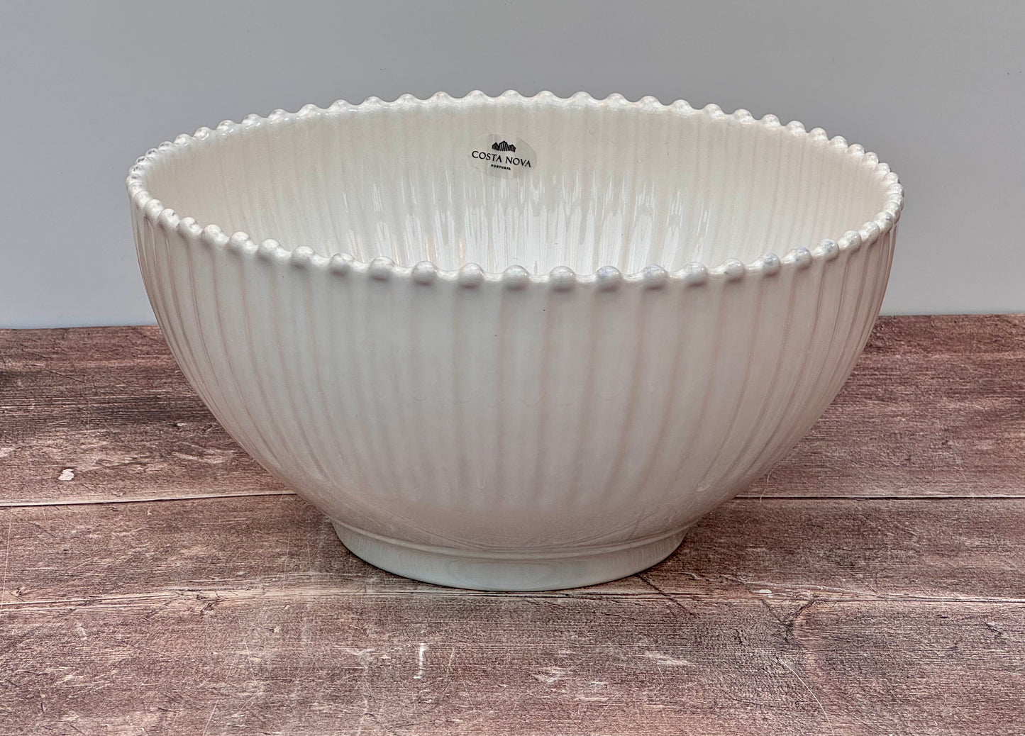 White Beaded Edge Deep Serving Bowl, 27cm