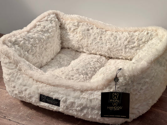 Nandog Pet Gear Ivory Cream Fluffy Soft Reversible Dog Bed, 52cm
