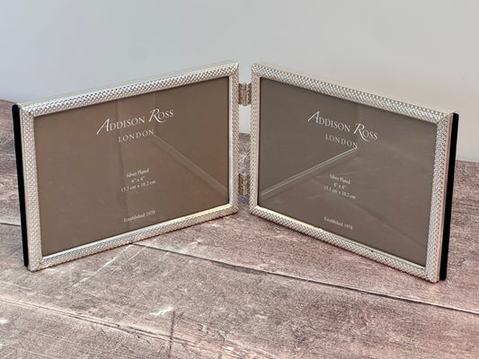 Addison Ross Silver Plated Spotted Double Frame, 4 x 6