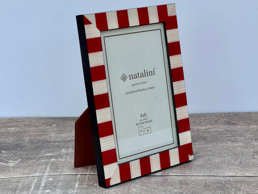 Natalini Red and White Stripe Border Photo Frame 4 x 6