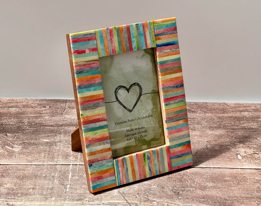 Multi-Coloured Striped Photo Frame, 4 x 6