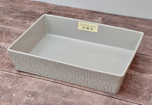 Grey Patterned Rectangular Baking Dish, 33.5cm