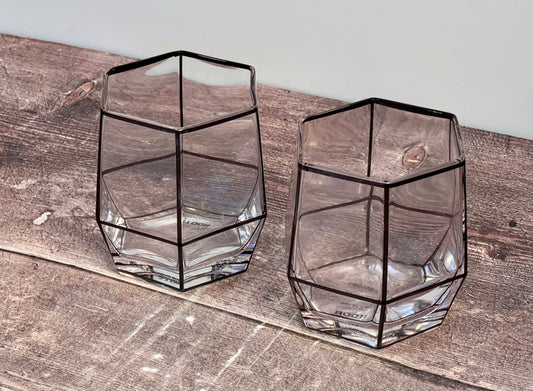 Drinkind Set of 2 Black Window Pane Tumbler Glasses