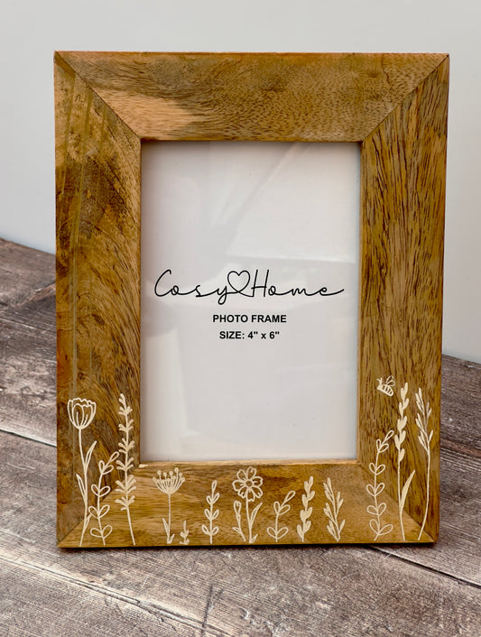 Wildflower Etched Large Photo Frame, 4' x 6'