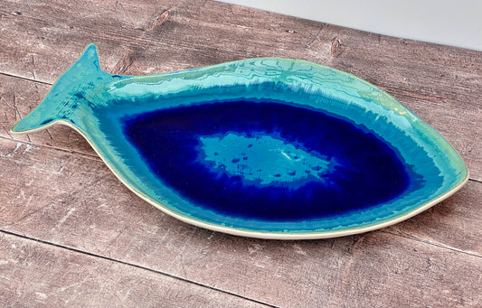 Blue Fish Serving Plate, 43cm