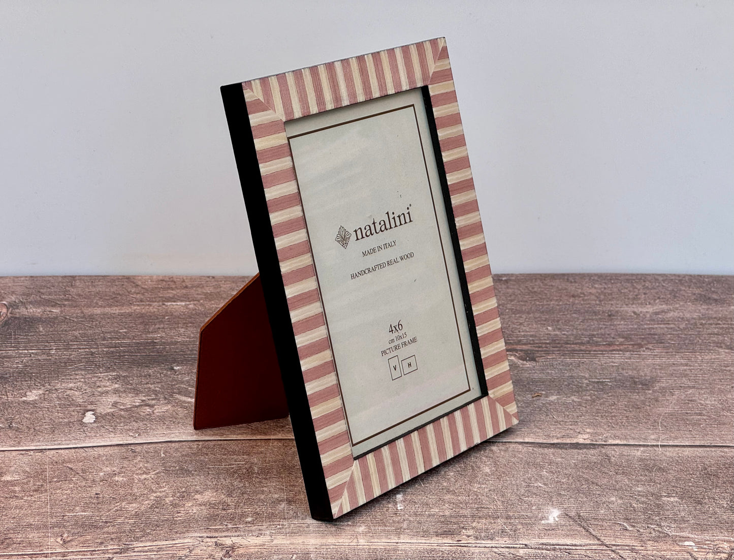 Natalini Pink and White Striped Photo Frame 4 x 6