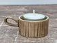 Grey Striped Tea Light Candle Holder