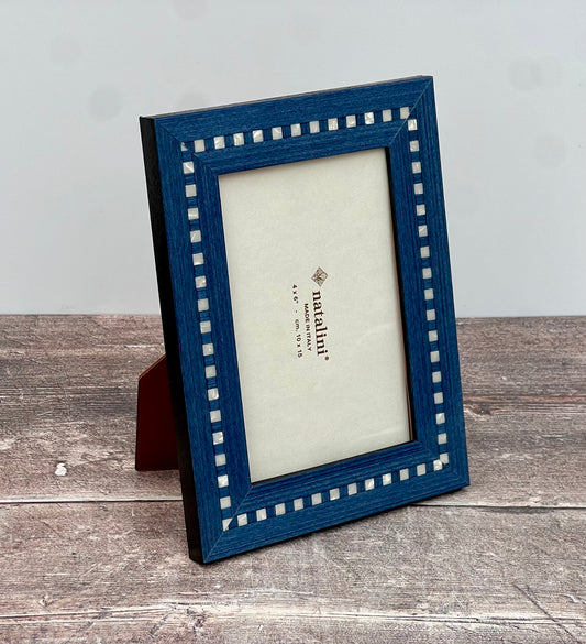 Natalini Blue with Shell Squares Photo Frame 4 x 6