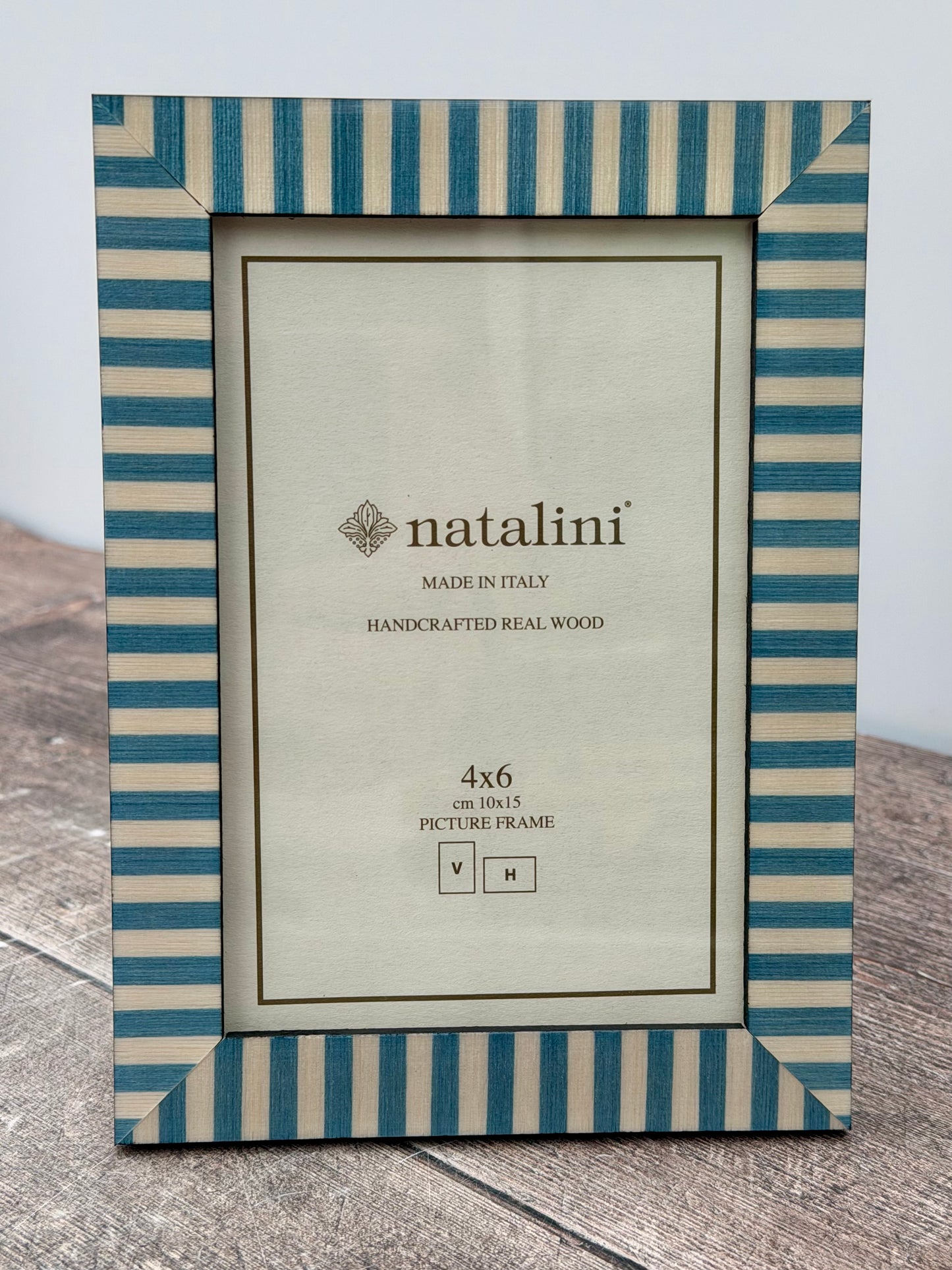 Natalini Light Blue and White Striped Photo Frame 4 x 6