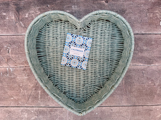 Turquoise Heart Shaped Basket, 28cm