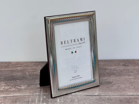 Beltrami Silver Plated Hammered Design Photo Frame 4 x 6
