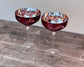 2 Pink Bloom Champagne/Cocktail Saucer Glasses