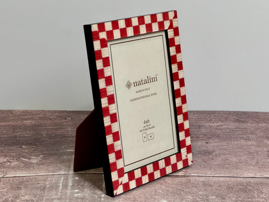 Natalini Red and White Checkerboard Border Photo Frame 4 x 6