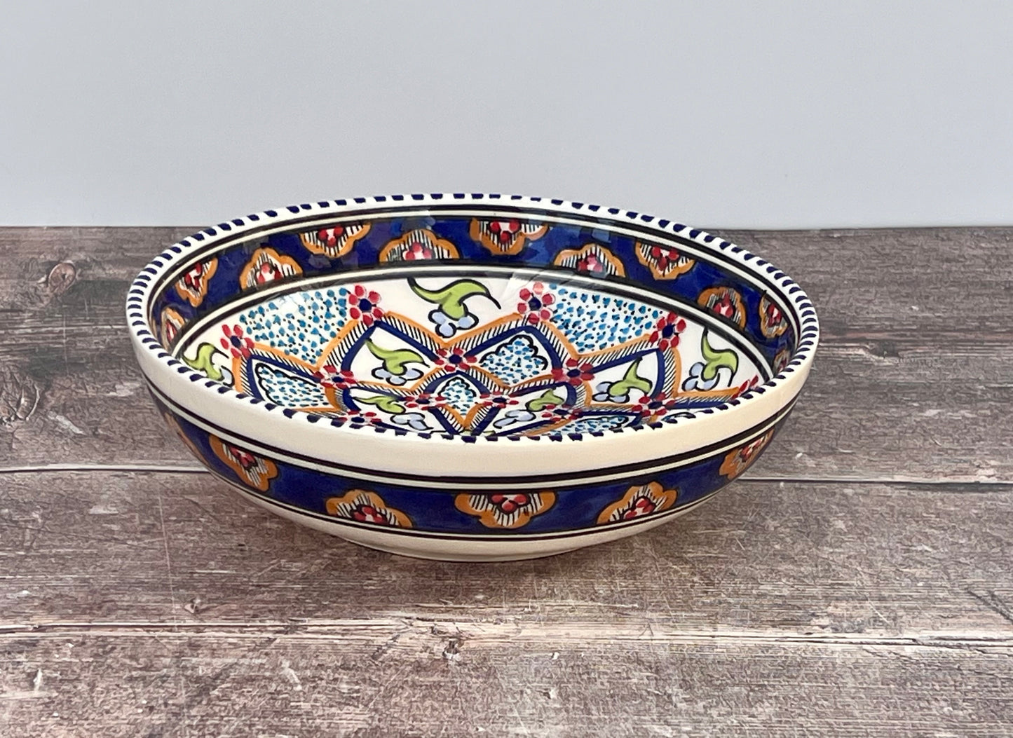 Dark Blue Patterned Bowl, 20cm