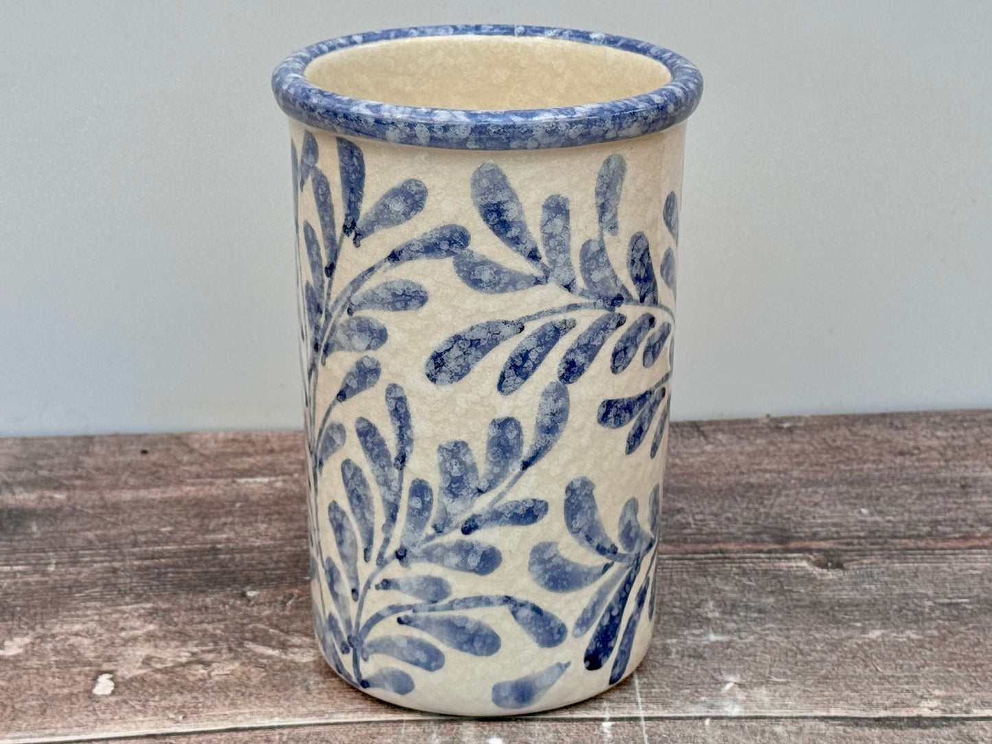 Blue Leaf Patterned Utensil Jar, 17.5cm