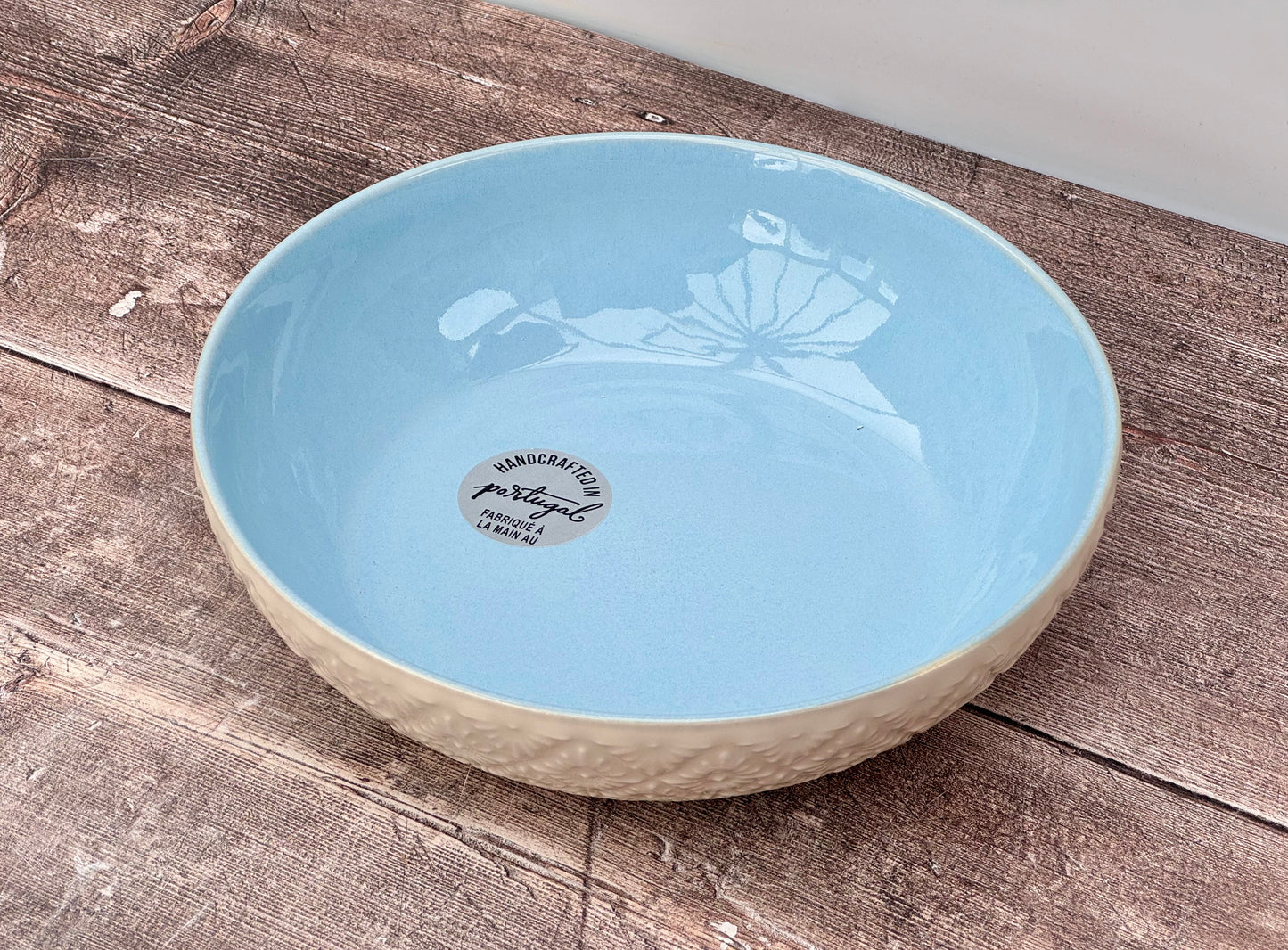 Blue and Cream Diamond Patterned Pasta/Serving Bowl, 22cm