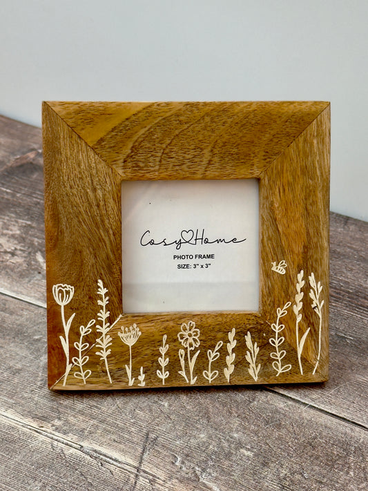 Wildflower Etched Small Photo Frame, 3' x 3'