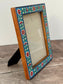 Hand Painted Photo Frame 5’ x 7’ - Pale Blue Flower Design
