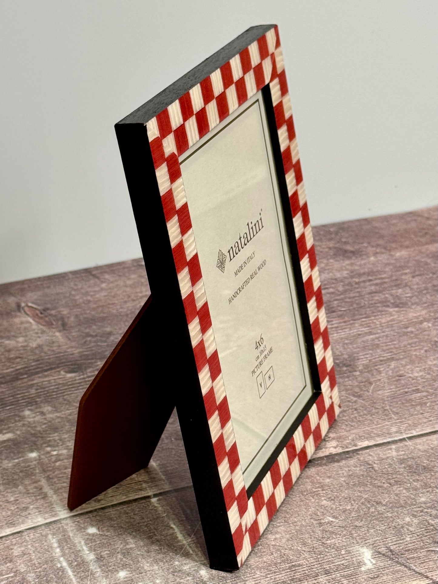 Natalini Red and White Checkerboard Border Photo Frame 4 x 6