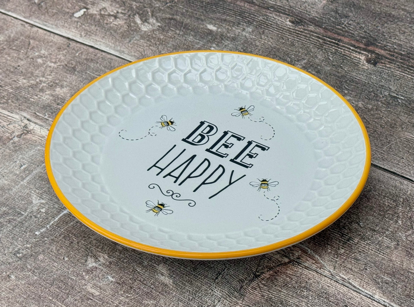 Bee Happy Patterned Plate, 20cm