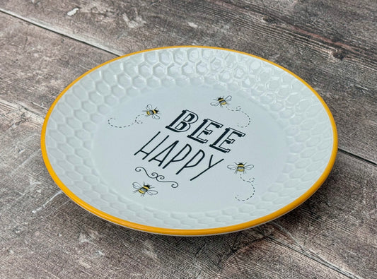 Bee Happy Patterned Plate, 20cm