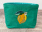Green Velvet Beaded Lemon Design Pouch