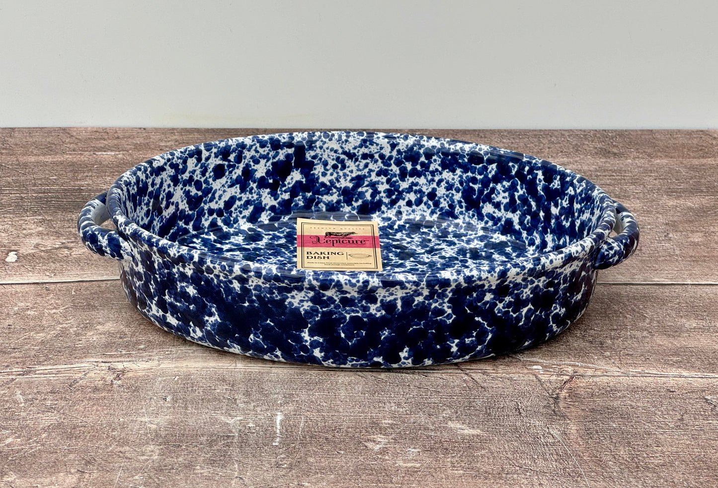 Blue Speckled Oval Baking Dish, 28cm