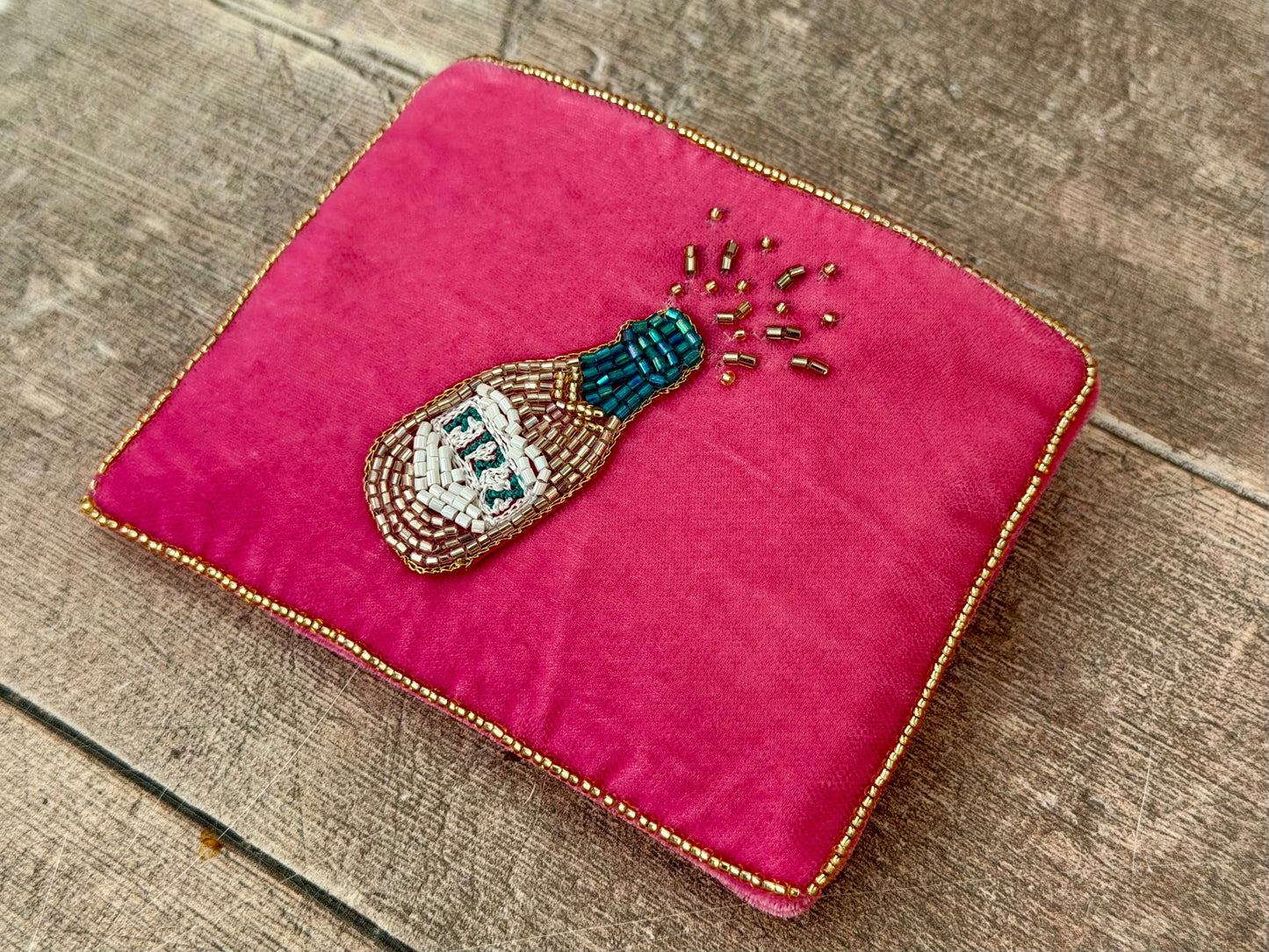 Small Pink Champagne Beaded Purse