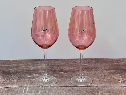 Set of 2 Pink Portmeirion Wine Glasses