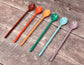 Set of 6 Colourful Plastic Latte Spoons