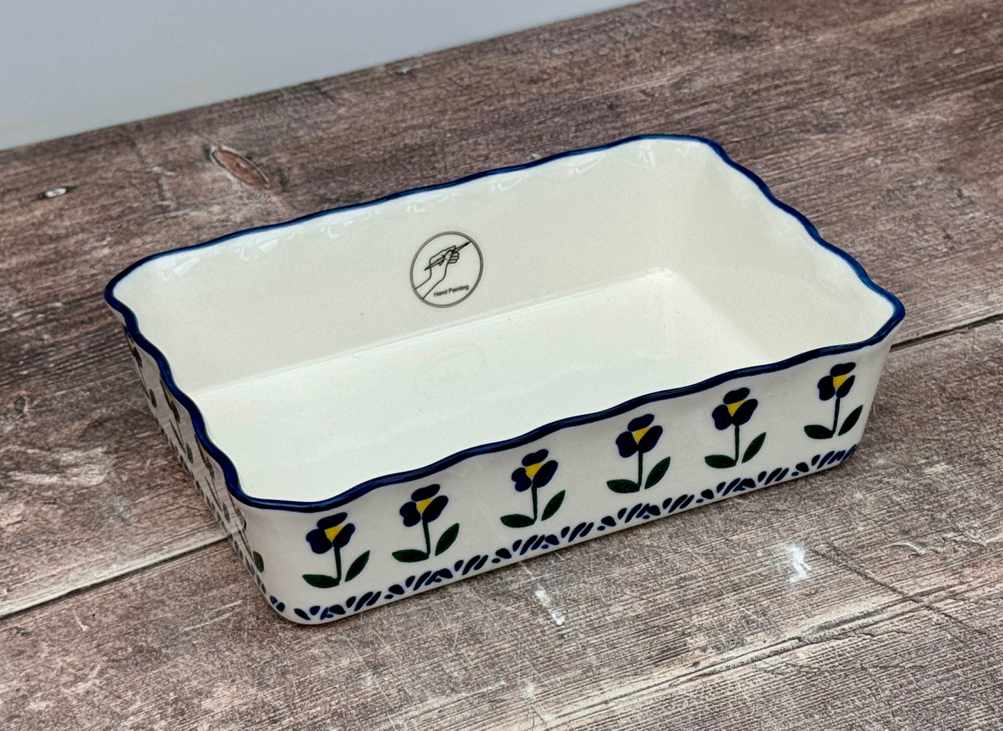 Flower Patterned Small Rectangular Baking Dish, 18.5cm