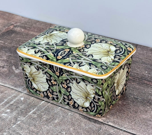 William Morris Black Pimpernel Floral Patterned Butter Dish