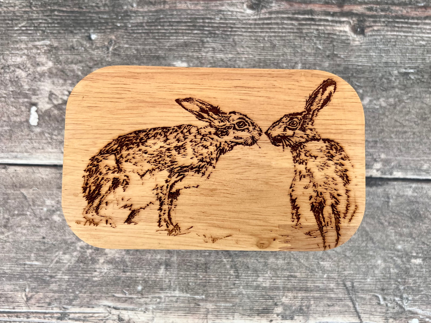 Kissing Hare White Butter Dish