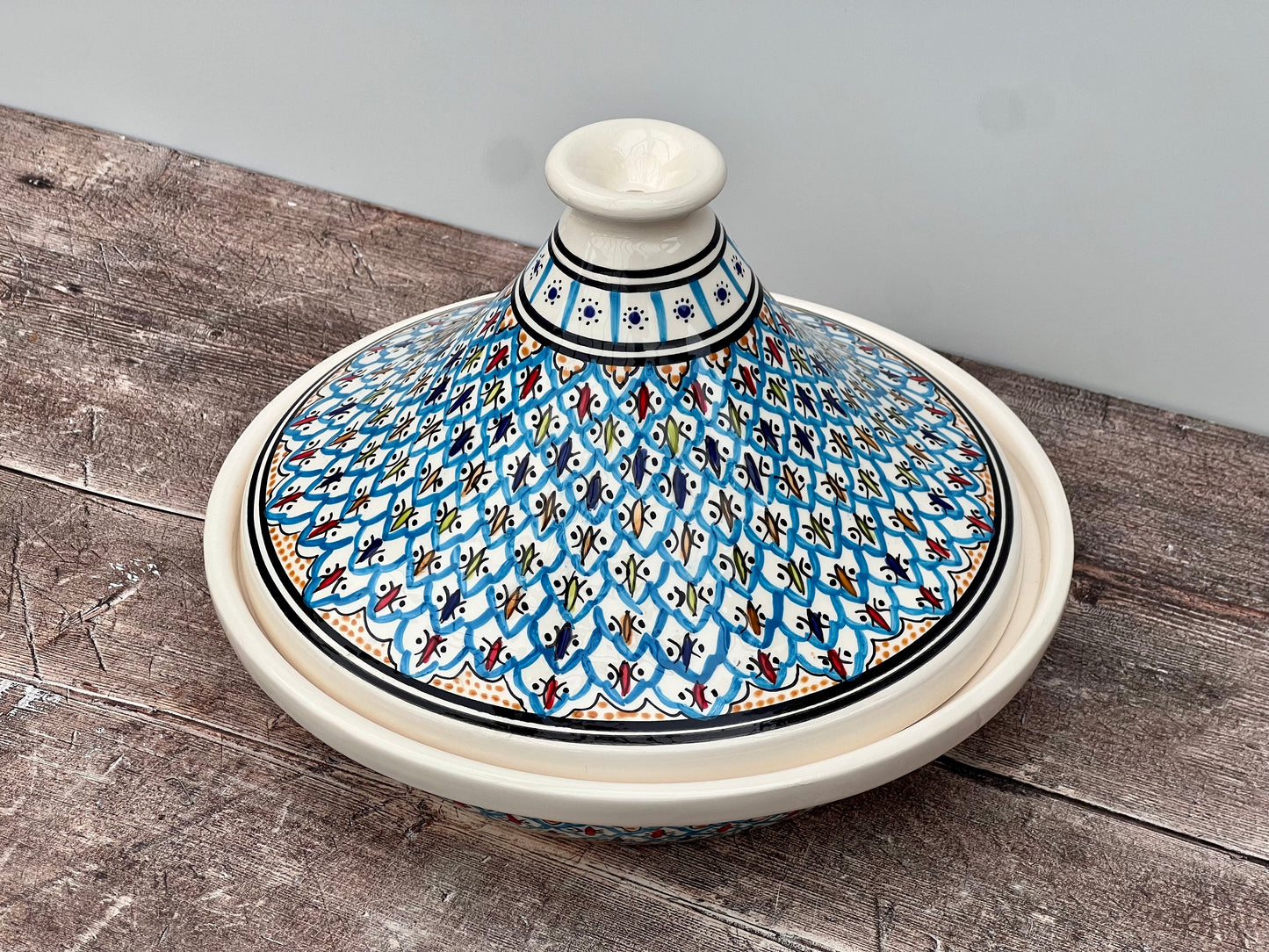 Light Blue Patterned Tagine, 31.5cm