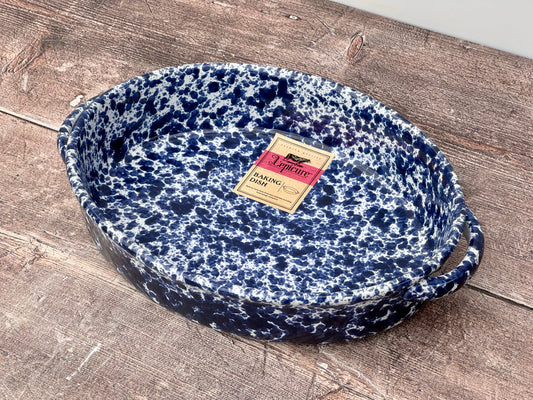 Blue Speckled Oval Baking Dish, 28cm