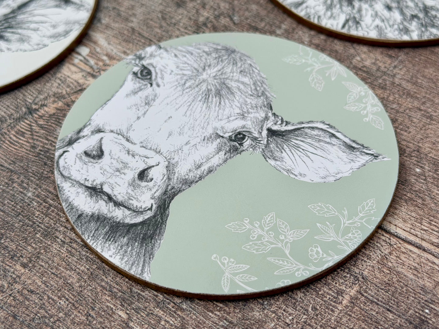 Set of 4 Round Farm Animal Coasters