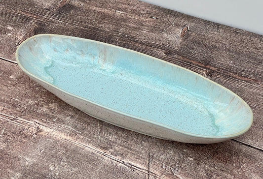 Sea Blue Design Baguette Shape Serving Platter/Dish, 33.5cm