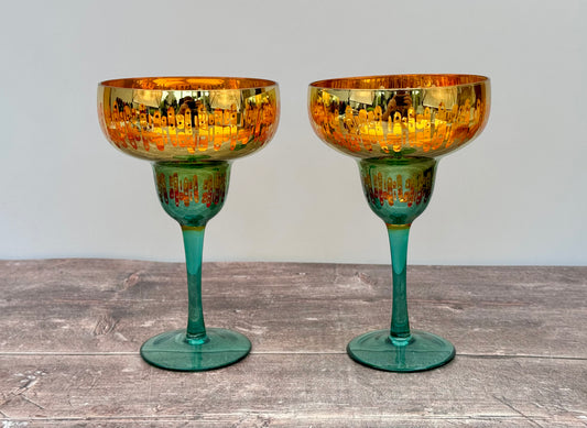 2 Fiesta Margarita Glasses