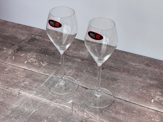 Pair of Riedel Heart to Heart Crystal Champagne Glasses